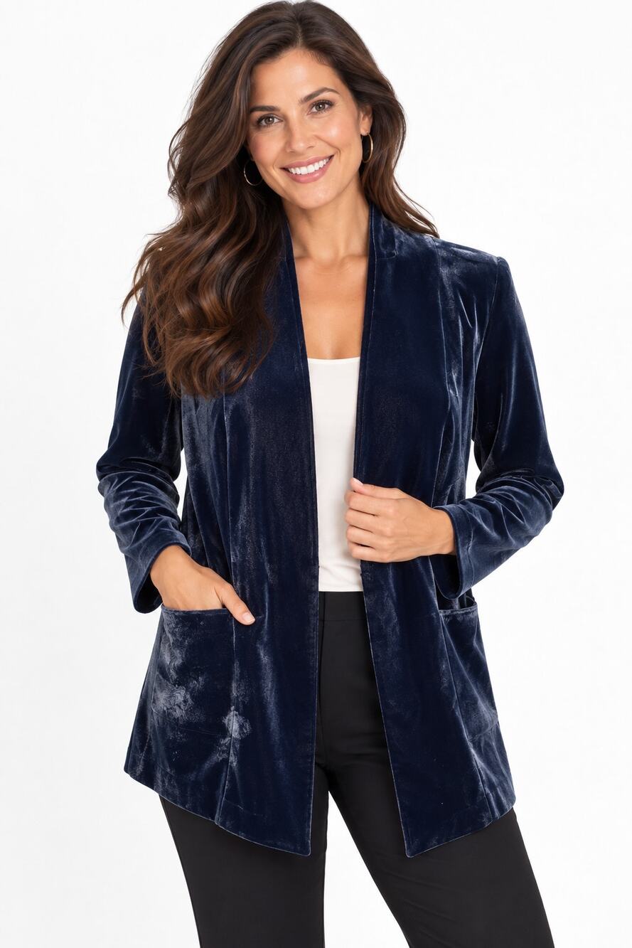 Elie Tahari Velvet Jacket Womens Size 10 Teal Blue Soft Luxurious Career Party